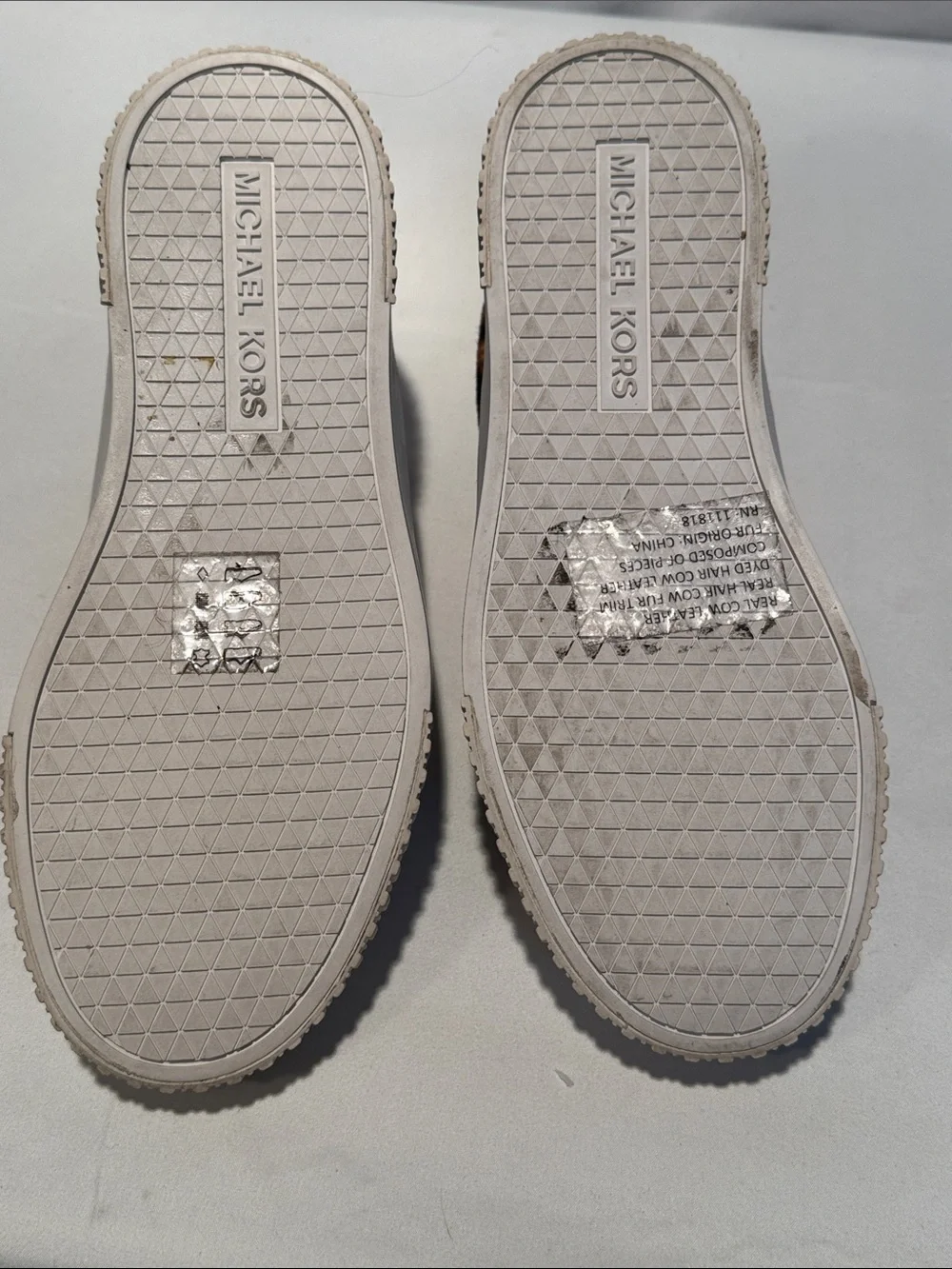 Michael Kors Beige and Leopard Print Low-Top Sneakers
